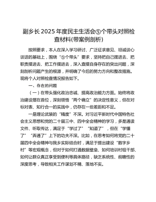 乡镇副乡长2025年度民主生活会对照检查