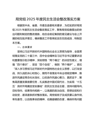 2025年度民主生活会整改落实方案2（含民族共同体意识）