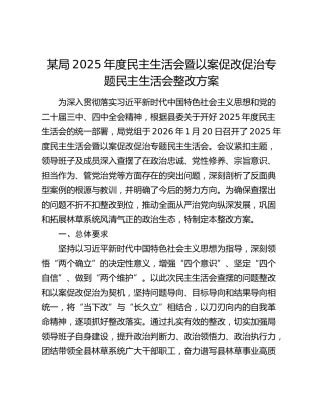 2025年度民主生活会暨以案促改促治专题民主生活会整改方案（林草）