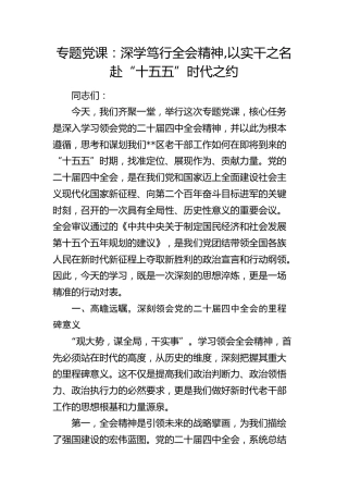 党课：深学笃行全会精神,以实干之名赴“十五五”时代之约（老干部）