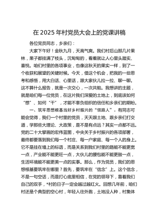 村党员大会上的党课