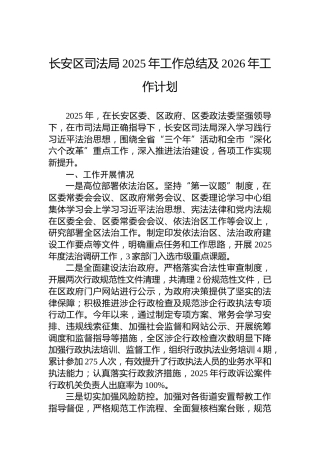 XX区司法局2025年工作总结及2026年工作计划