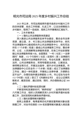 XX市司法局2025年度乡村振兴工作总结