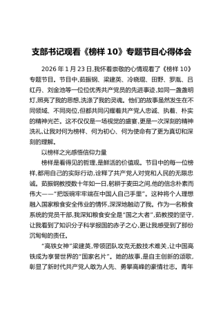 支部书记观看《榜样10》专题节目心得体会