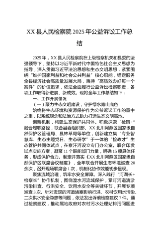 XX县人民检察院2025年公益诉讼工作总结