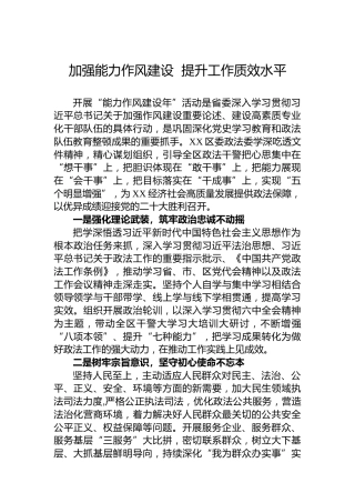 加强能力作风建设提升工作质效水平