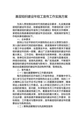 基层组织建设年组工宣传工作实施方案