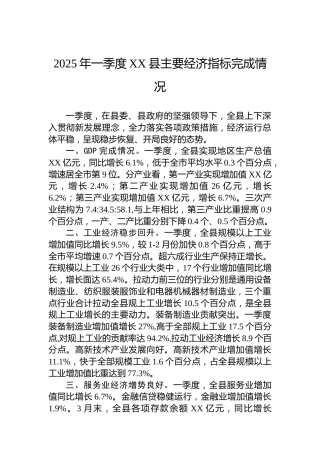 2025年一季度方城县主要经济指标完成情况