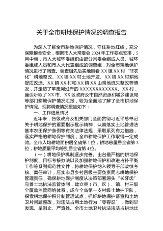 关于全市耕地保护情况的调查报告