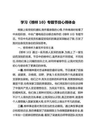 学习《榜样10》专题节目心得体会-6