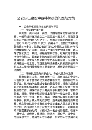 公安队伍建设中亟待解决的问题与对策