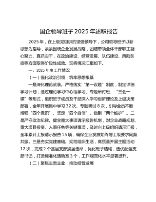 国企领导班子2025年述职报告