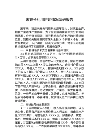 未充分利用耕地情况调研报告
