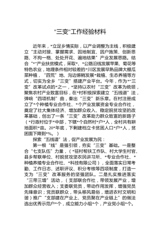 “三变”工作经验材料