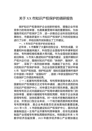 关于XX市知识产权保护的调研报告