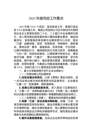 2025年度风控工作要点
