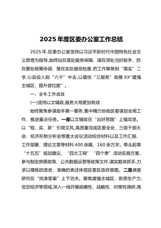 2025年度区委办公室工作总结