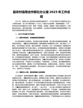县农村信用合作联社办公室2025年工作总结