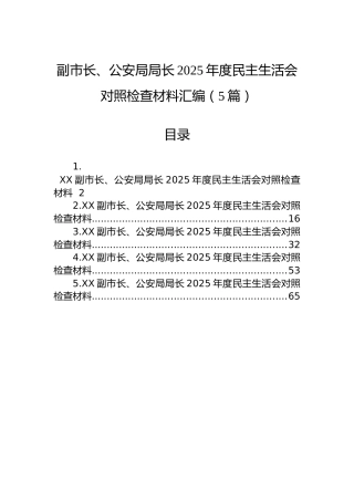 副市长、公安局局长2025年度民主生活会对照检查材料汇编（5篇）