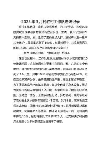 2025年3月村驻村工作队走访记录