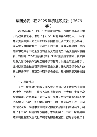 国企党委书记2025年度述职报告