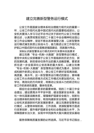 建立完善新型警务运行模式