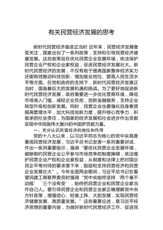 有关民营经济发展的思考