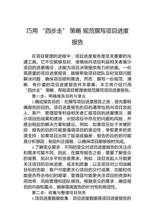 巧用“四步走”策略规范撰写项目进度报告