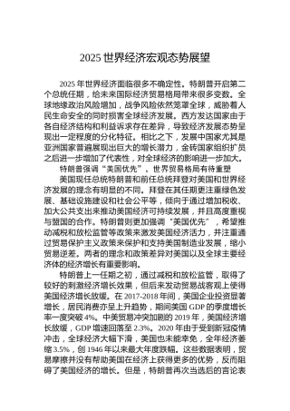 2025世界经济宏观态势展望