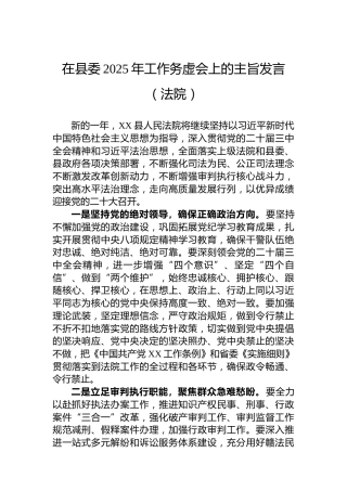 在县委2025年工作务虚会上的主旨发言（法院）