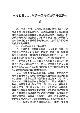 市发改局2025年第一季度经济运行情况分析