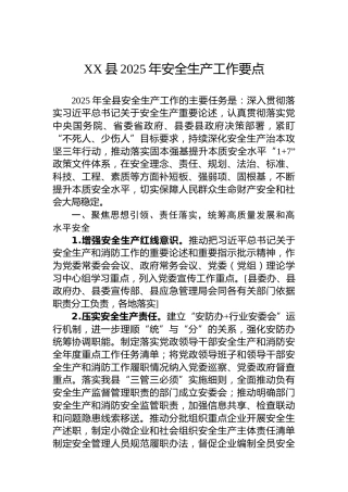 XX县2025年安全生产工作要点