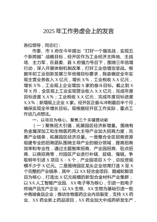 2025年工作务虚会上的发言