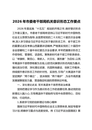 2026年市委老干部局机关意识形态工作