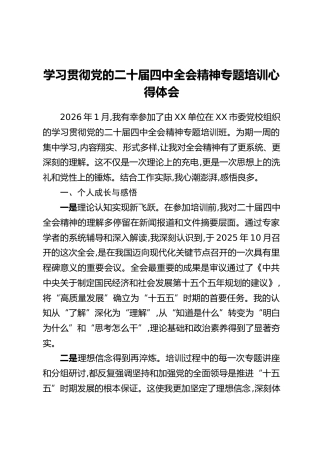 学习贯彻党的二十届四中全会精神专题培训心得体会