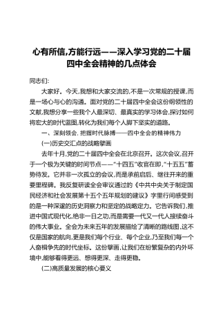 心有所信,方能行远——深入学习党的二十届四中全会精神的几点体会