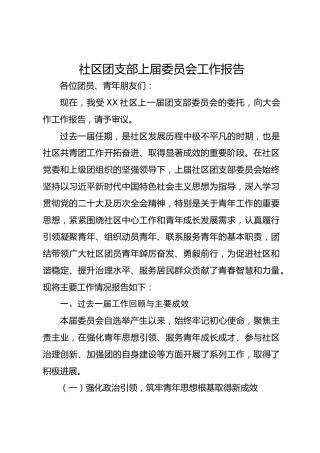 社区团支部上届委员会工作报告