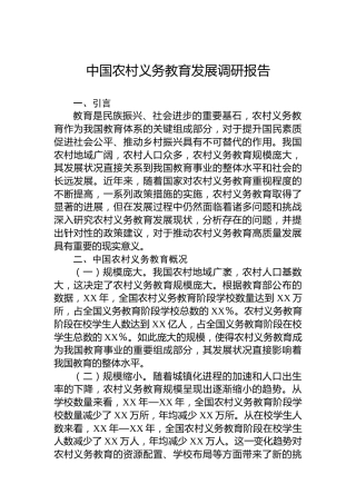 中国农村义务教育发展调研报告