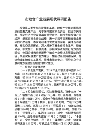 市粮食产业发展现状调研报告