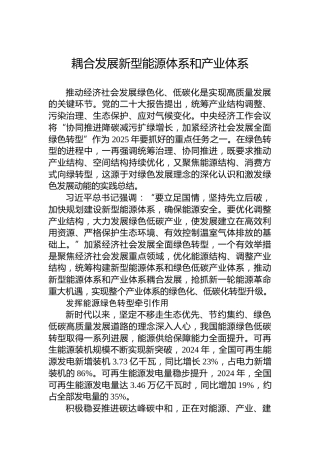 耦合发展新型能源体系和产业体系