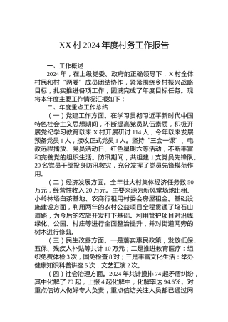 XX村2024年度村务工作报告