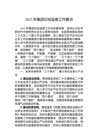 2025年集团纪检监察工作要点