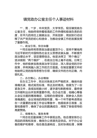 镇党政办公室主任个人事迹材料