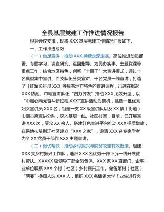 全县基层党建工作推进情况报告