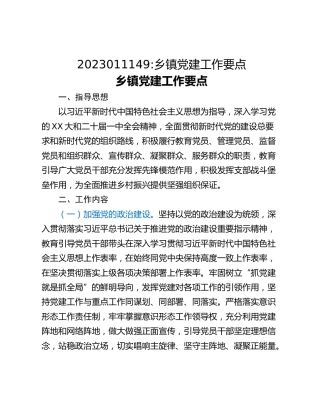 乡镇党建工作要点