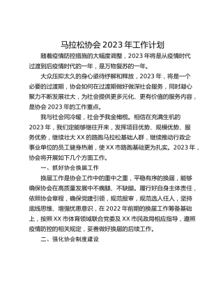 马拉松协会2023年工作计划
