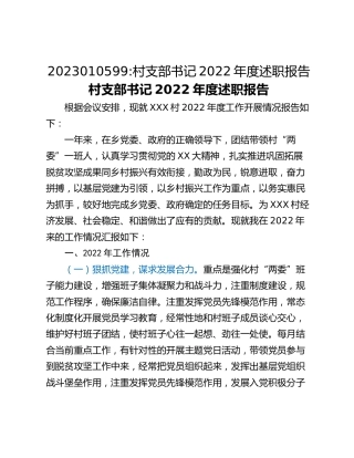 村支部书记2022年度述职报告