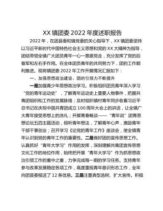 XX镇团委2022年度述职报告_1