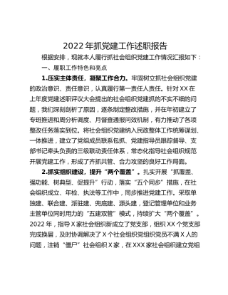 2022年抓党建工作述职报告_1