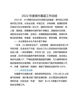 2022年度某村基层工作总结